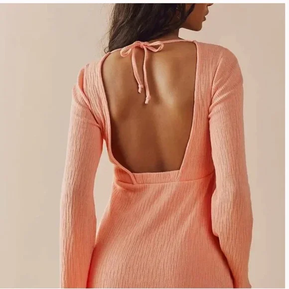 Free People Peach Long Sleeve Dress - Picture 2 of 2